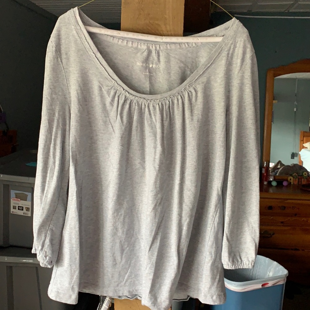 Grey Scoop Neck Shirt